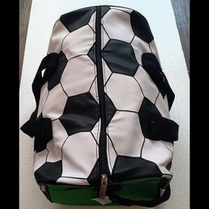 Soccer Pattern Duffel Bag - Black, White, and Green
